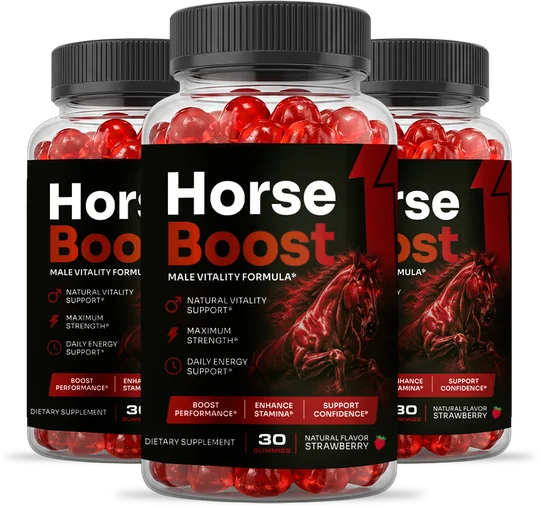 Horse Boost supplement bottles on display